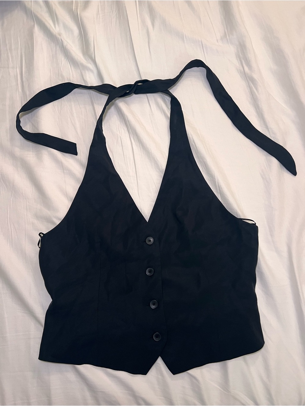 Zara Black Halter Button-Front Vest Top